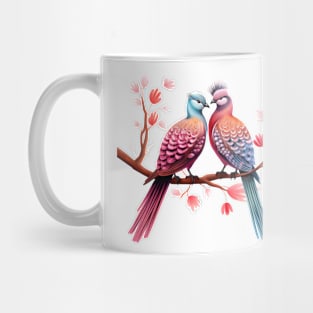 Valentine Kissing Pheasant Bird Couple Mug